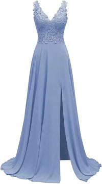 Vestido de Festa Sexy com Fenda Vestido de Dama de Honra Decote em V e Costas Nuas Vestido de Noite para Ocasiões Especiais