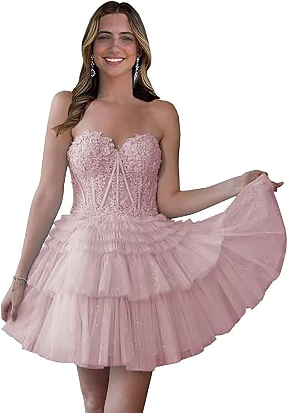 Vestidos Curtos de Tule Brilhante para Festa de Regresso a Casa, Vestidos Mini em Camadas, Tomara que Caia com Decote Coração, Vestido de Cocktail com Lantejoulas e Costas Nuas