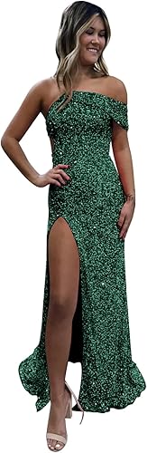 Abito da festa da donna monospalla a sirena, abito da ballo con paillettes scintillanti, abito da sera formale con spacco