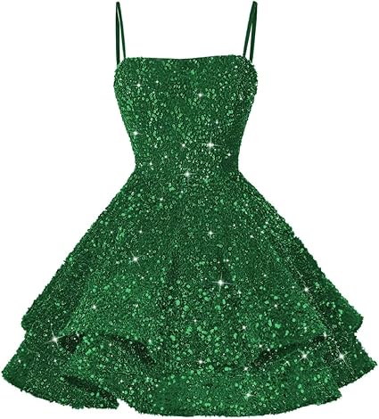 Vestiti corti con paillettes per il ritorno a casa per adolescenti 2024, spalline sottili scintillanti, abito da ballo Sweet 16, abito da cocktail
