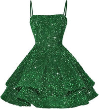 Vestiti corti con paillettes per il ritorno a casa per adolescenti 2024, spalline sottili scintillanti, abito da ballo Sweet 16, abito da cocktail