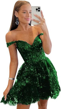 Vestido de Festa de Volta às Aulas com Lantejoulas e Ombros Descobertos, Vestido Curto de Camadas com Folhos, Vestido de Noite com Aplicações de Renda, Vestidos de Baile de Finalistas 2024 Primavera Verão