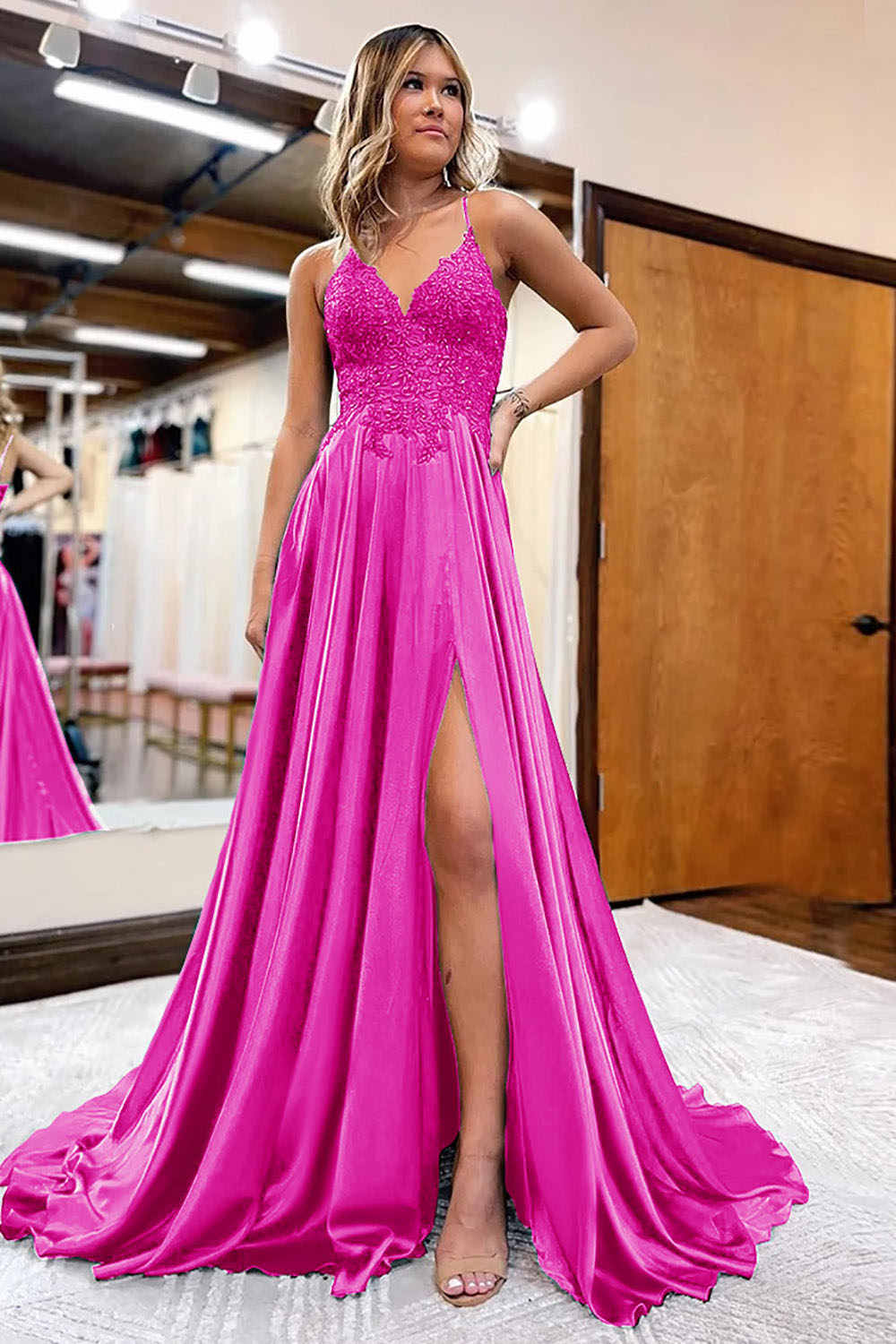 Vestido de baile evasê com pregas e recortes, decote coração, sexy, com fenda alta, vestido de noite elegante Ms2504012