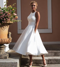 Abito da sposa floreale 3D lunghezza tè romantico con corsetto, abito da festa nuziale midi in tulle, abito da sposa Ms250103