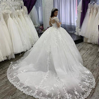 Elegant Long Sleeves Plus Size Wedding Dress 2024 Women Appliques Lace Bridal Gowns