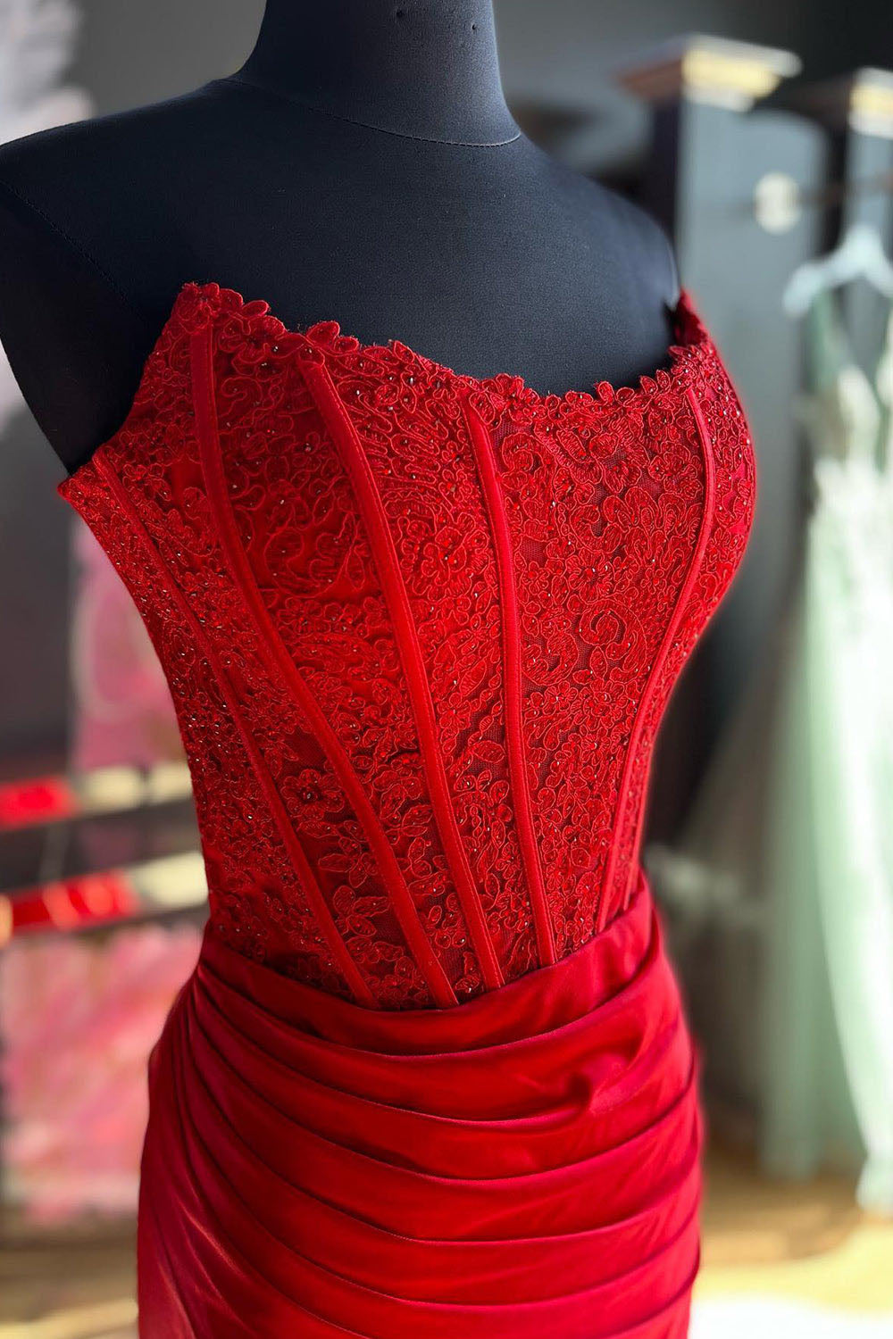 Vestido de baile evasê com pregas e recortes, decote coração, sexy, com fenda alta, vestido de noite elegante Ms2504012