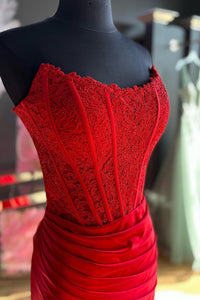 Vestido de baile evasê com pregas e recortes, decote coração, sexy, com fenda alta, vestido de noite elegante Ms2504012
