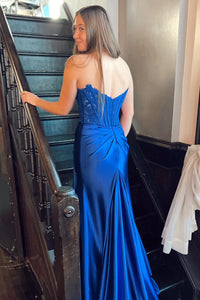 Vestido de baile evasê com pregas e recortes, decote coração, sexy, com fenda alta, vestido de noite elegante Ms2504012