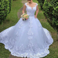 Abito da sposa con scollo a V, pizzo di lusso, abito da sposa con strascico, illusione, classico abito da ballo, taglie forti