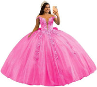 Robe de bal luxueuse en tulle, robe de bal bouffante et scintillante, robe de bal à épaules dénudées, motif floral, 16 ans