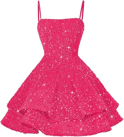 Vestiti corti con paillettes per il ritorno a casa per adolescenti 2024, spalline sottili scintillanti, abito da ballo Sweet 16, abito da cocktail