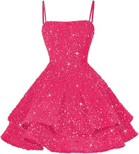 Vestiti corti con paillettes per il ritorno a casa per adolescenti 2024, spalline sottili scintillanti, abito da ballo Sweet 16, abito da cocktail