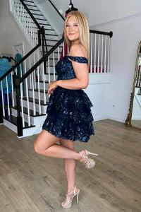 Robe de bal à épaules dénudées, robe de remise de diplôme, robe de soirée à plusieurs niveaux avec appliques en dentelle, robe de cocktail pour fille