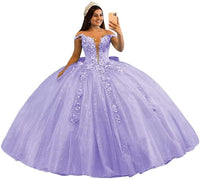 Robe de bal luxueuse en tulle, robe de bal bouffante et scintillante, robe de bal à épaules dénudées, motif floral, 16 ans
