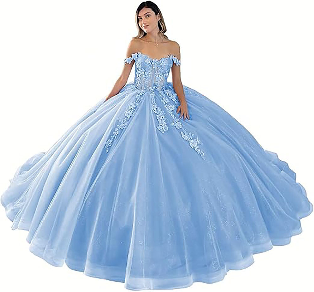 Off The Shoulder Quinceanera Dresses Ball Gown Puffy Sweet 16 Dresses for Teens Lace 15 Dresses for Quinceanera