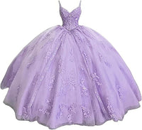 Abiti da ballo Quinceanera da donna con scollo a cuore, spalline sottili, applicazioni in pizzo, abiti Sweet 16 per adolescenti