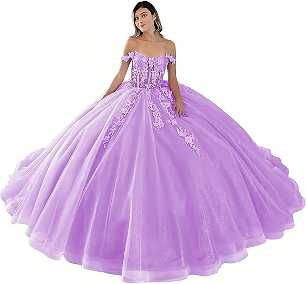 Off The Shoulder Quinceanera Dresses Ball Gown Puffy Sweet 16 Dresses for Teens Lace 15 Dresses for Quinceanera