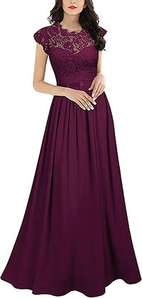 Vestito da festa elegante da donna con scollo a V, maniche a cappuccio e spacco alto in pizzo nero