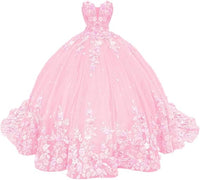 Abiti da Quinceanera con Fiori 3D Scintillanti, Abiti Quince in Tulle Gonfi Senza Spalline, Abiti Sweetheart con Perline e Pizzo, Abiti Sweet 16