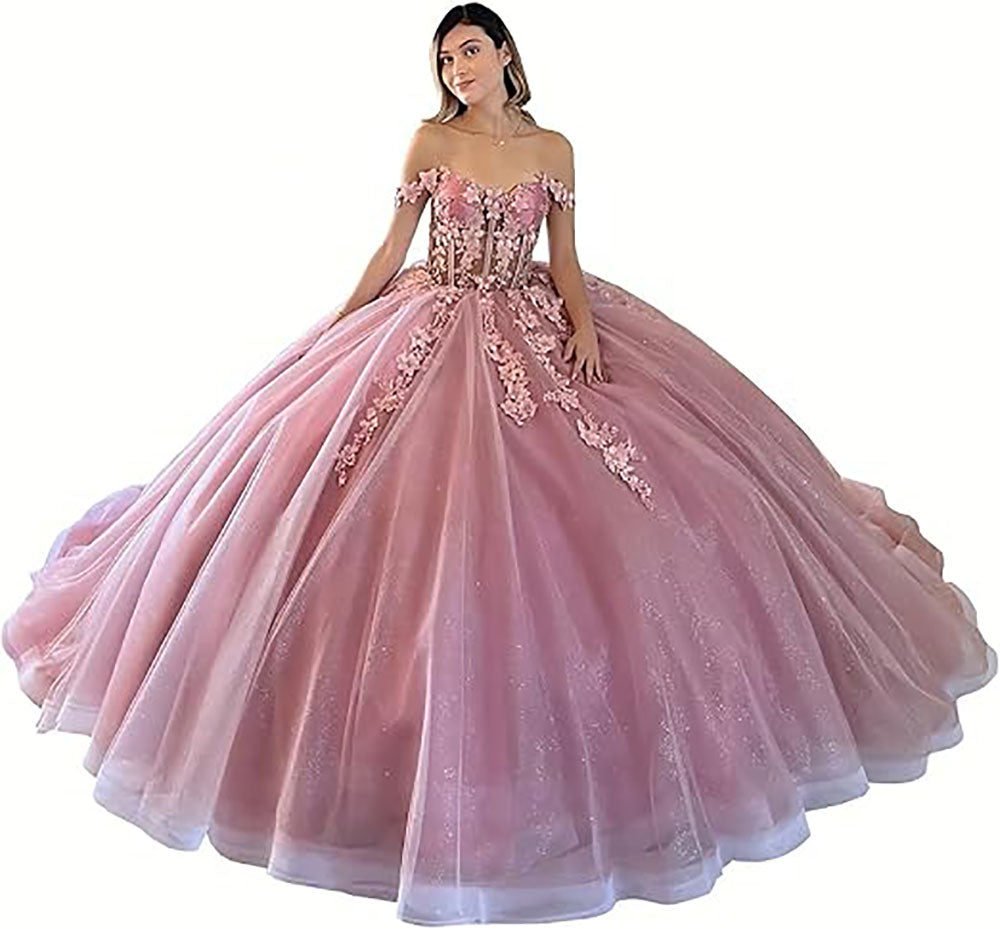 Off The Shoulder Quinceanera Dresses Ball Gown Puffy Sweet 16 Dresses for Teens Lace 15 Dresses for Quinceanera