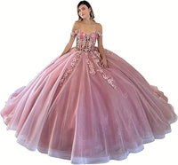 Off The Shoulder Quinceanera Dresses Ball Gown Puffy Sweet 16 Dresses for Teens Lace 15 Dresses for Quinceanera