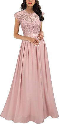 Vestito da festa elegante da donna con scollo a V, maniche a cappuccio e spacco alto in pizzo nero
