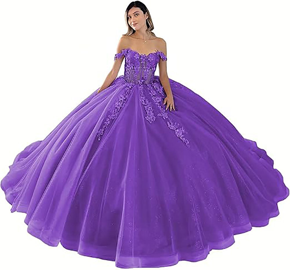 Off The Shoulder Quinceanera Dresses Ball Gown Puffy Sweet 16 Dresses for Teens Lace 15 Dresses for Quinceanera
