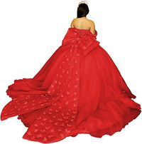 Vestidos de Quinceanera Butterfly com Laço Vestido de Baile Fofo Sweet 16 com Cauda Vestido de Quince Ombro a Ombro