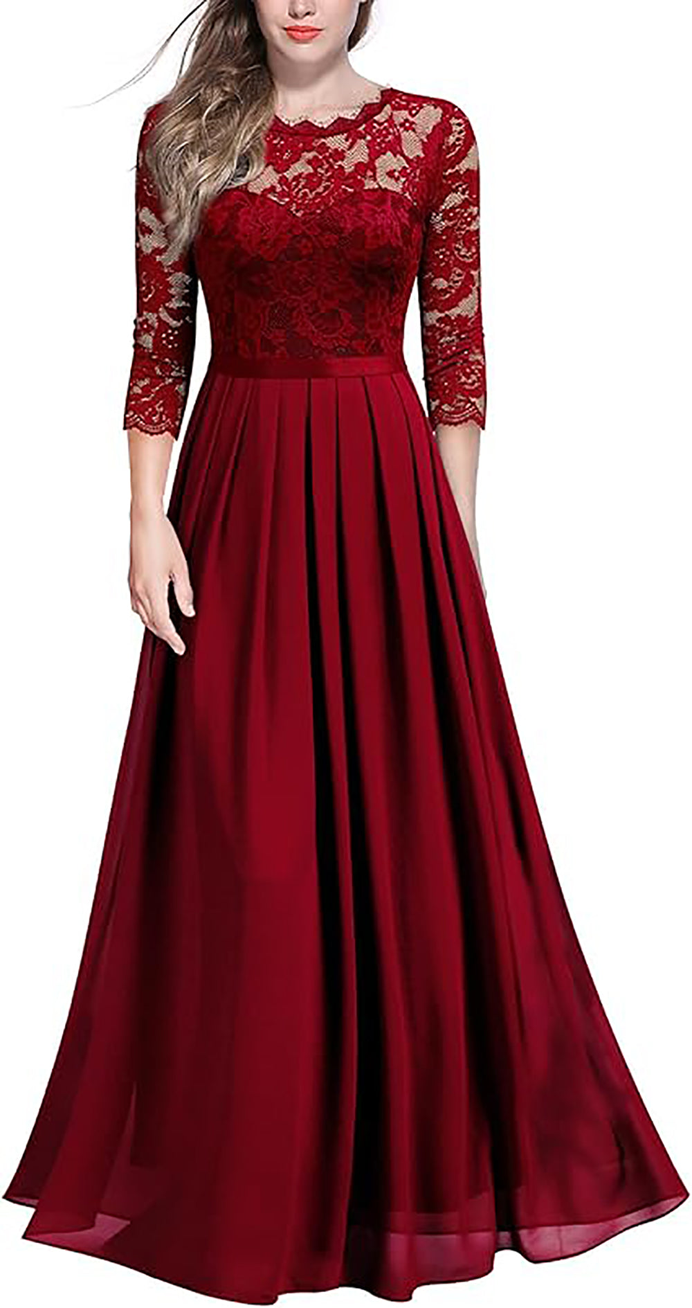 Virina Eleganta Flora Punta 3/4-Manika Florknabina Robo Formala Maxi-Vespera Robo