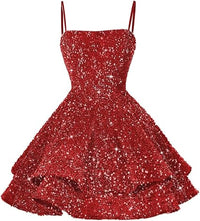 Vestiti corti con paillettes per il ritorno a casa per adolescenti 2024, spalline sottili scintillanti, abito da ballo Sweet 16, abito da cocktail