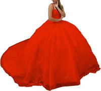 Women's Spaghetti Straps Quinceanera Dresses Ball Gown Sequin Appliques Sweet 16 Prom Gown Princess Party Dress