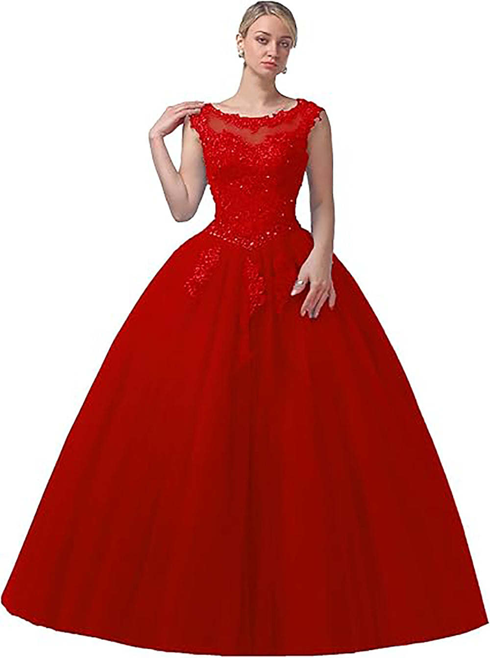 Vestidos de Noiva Encantadores com Decote Barco em Renda, Vestidos de Quinceanera, Vestidos de Baile de Princesa para Festa e Aniversário