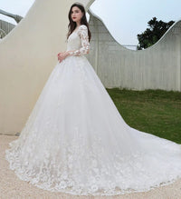 Robes de mariée romantiques en dentelle pour femmes à manches longues France Inde robe de mariée princesse royale robes de mariée