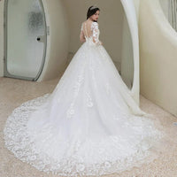 Robes de mariée romantiques en dentelle pour femmes à manches longues France Inde robe de mariée princesse royale robes de mariée