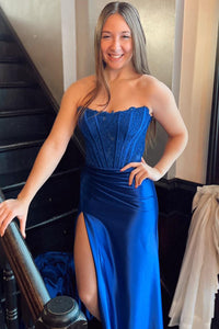 Vestido de baile evasê com pregas e recortes, decote coração, sexy, com fenda alta, vestido de noite elegante Ms2504012
