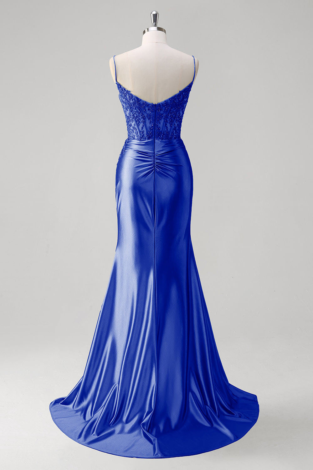 Abito da sera elegante a linea A con pieghe, scollo a cuore, spacco alto sexy Ms2504012