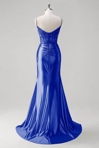 Abito da sera elegante a linea A con pieghe, scollo a cuore, spacco alto sexy Ms2504012