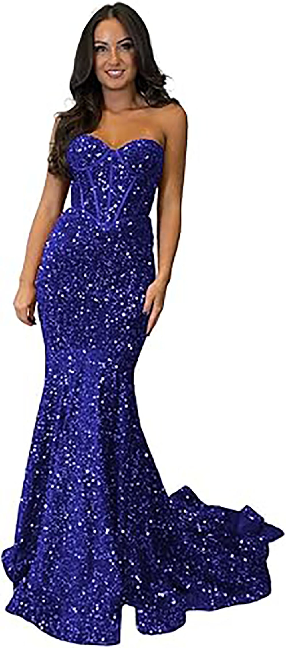Robe de soirée longue à paillettes scintillantes et corset sans bretelles pour femmes