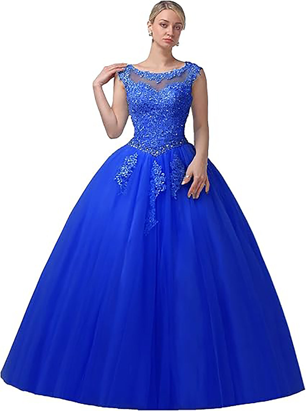 Vestidos de Noiva Encantadores com Decote Barco em Renda, Vestidos de Quinceanera, Vestidos de Baile de Princesa para Festa e Aniversário