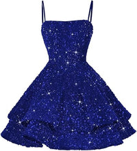 Vestiti corti con paillettes per il ritorno a casa per adolescenti 2024, spalline sottili scintillanti, abito da ballo Sweet 16, abito da cocktail