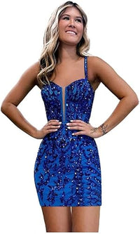 Robe de soirée moulante en dentelle à paillettes pour adolescentes, bretelles spaghetti, col en V, robe de bal courte, mini robe de cocktail