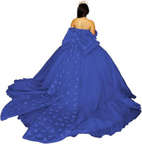 Vestidos de Quinceanera Butterfly com Laço Vestido de Baile Fofo Sweet 16 com Cauda Vestido de Quince Ombro a Ombro