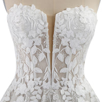 Vestidos de Noiva Elegantes em Renda para Mulheres, Linha A, Sem Mangas, Decote em V, Vestidos Nupciais de Luxo