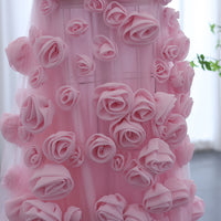 Elegante Abito da Sera con Fiori 3D Rosa 2025 Abito da Sposa Formale Lungo con Spacco Laterale Abito da Festa per Ragazza