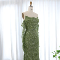 Vestidos de Noite de Sereia de Luxo com Luvas, Bordados e Lantejoulas, Vestido de Baile para Mulheres, Vestidos de Festa