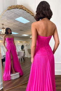 Pleated Cut-out A-line Prom Dress Sweetheart Sexy High Slit Elegant Evening Dress Ms2504012