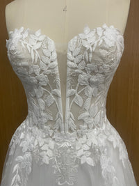 Vestidos de Noiva Elegantes em Renda para Mulheres, Linha A, Sem Mangas, Decote em V, Vestidos Nupciais de Luxo