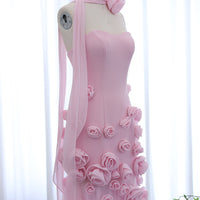 Elegante Abito da Sera con Fiori 3D Rosa 2025 Abito da Sposa Formale Lungo con Spacco Laterale Abito da Festa per Ragazza