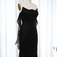 Vestidos de Noite de Sereia de Luxo com Luvas, Bordados e Lantejoulas, Vestido de Baile para Mulheres, Vestidos de Festa