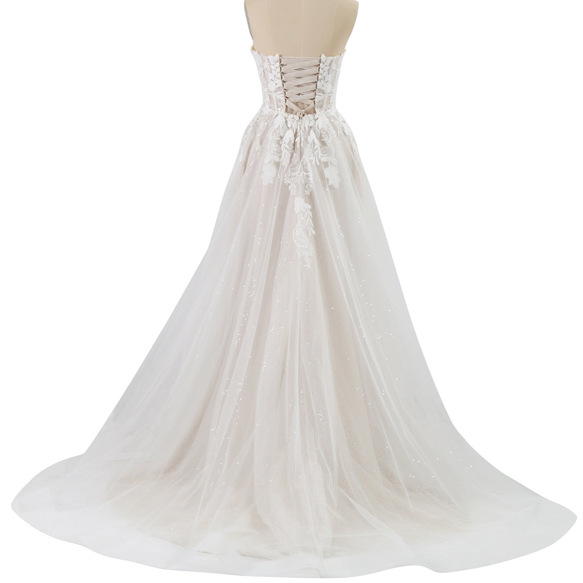 Vestidos de Noiva Elegantes em Renda para Mulheres, Linha A, Sem Mangas, Decote em V, Vestidos Nupciais de Luxo